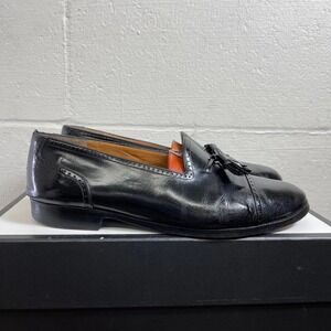 Salvatore Ferragamo Tassel Loafer Cap Toe Black Leather Dress Shoes Mens 10.5 EE